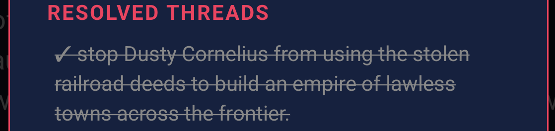 Completed Story Threads