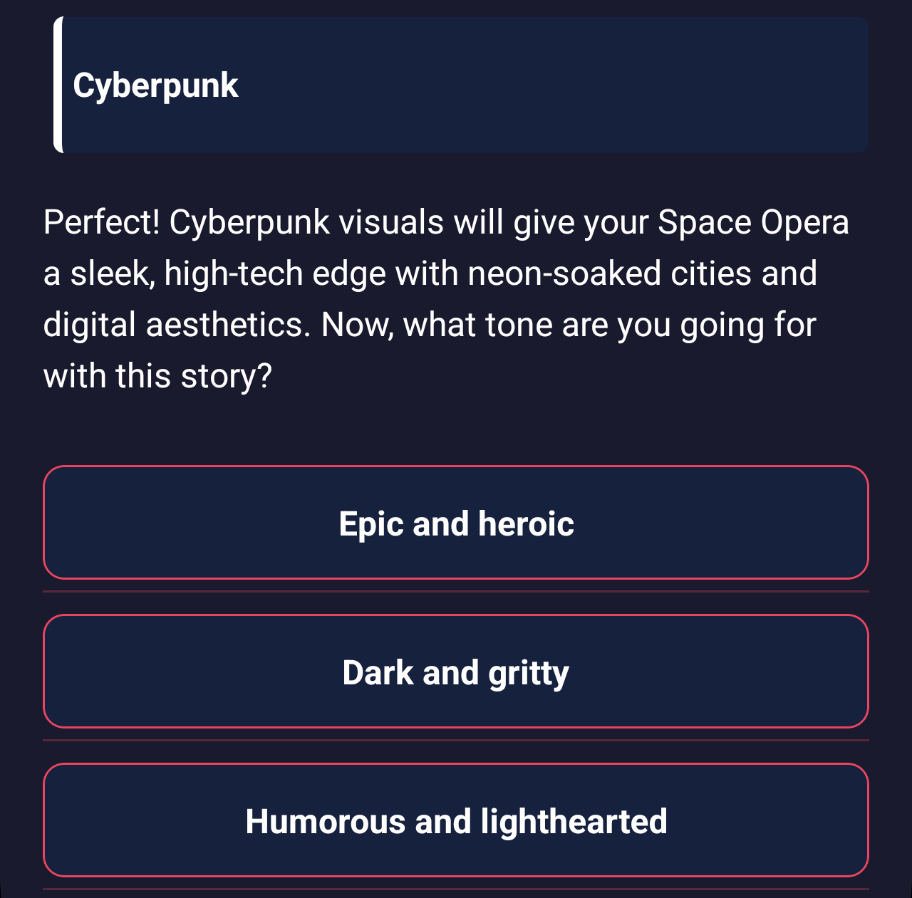 Start a Story Options